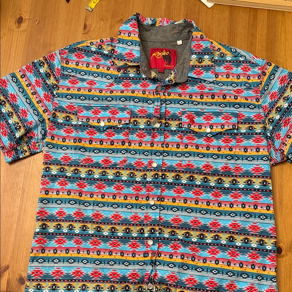 Colorful Aztec Pattern Men's Shirt Rodeo Clothing Co.
